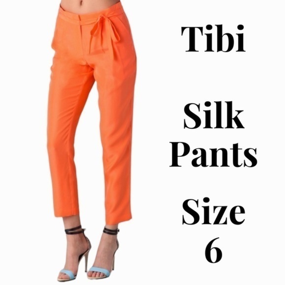 Tibi Pants - Tibi orange silk pants size 6